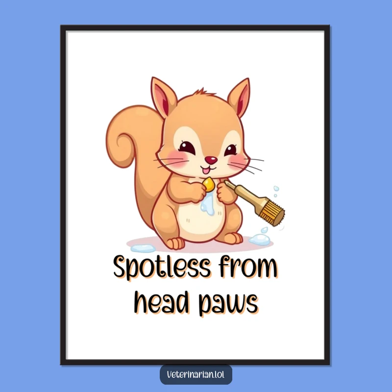 Funny Squirrel Poster: Hilarious Hygiene Art for a Spotless Space