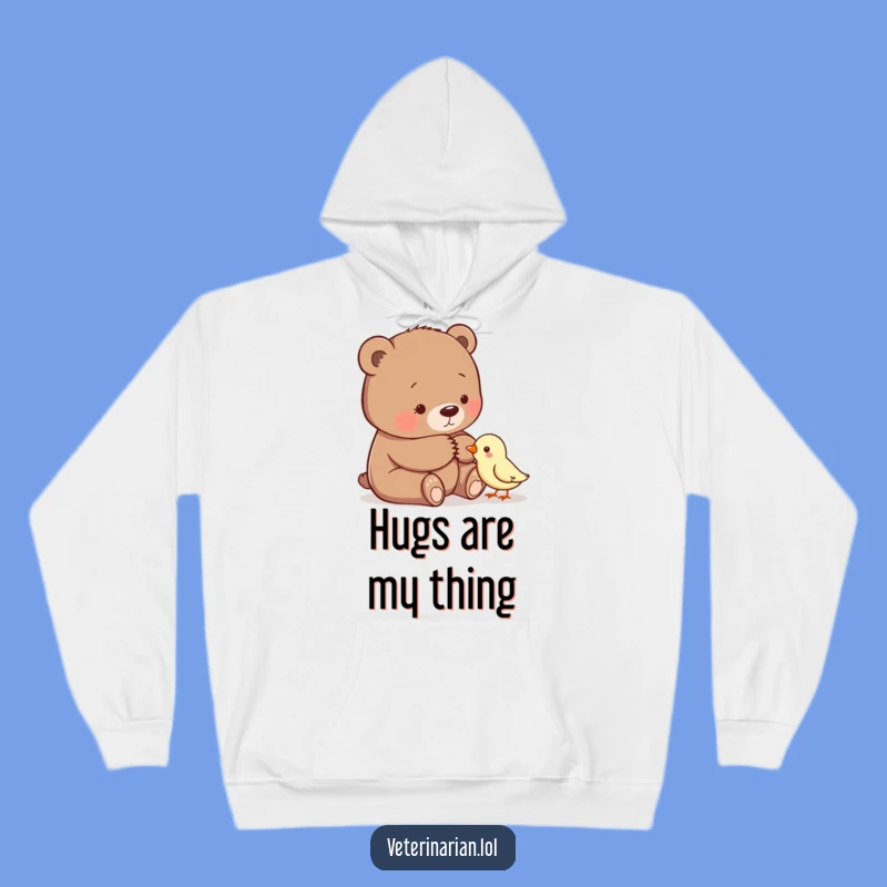 Funny Bear Comforting Bird Hoodie - Cozy Comfort with a Heartwarming Funny Gift