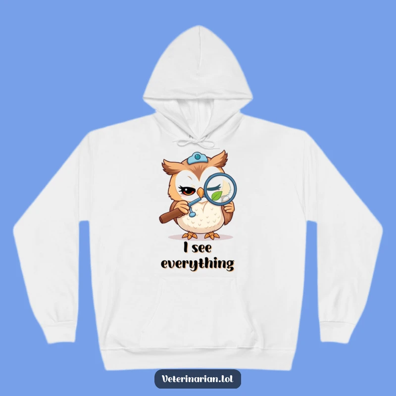 Funny Owl Vet Hoodie - Cozy Curiosity & Wisdom - Hilarious Gift!