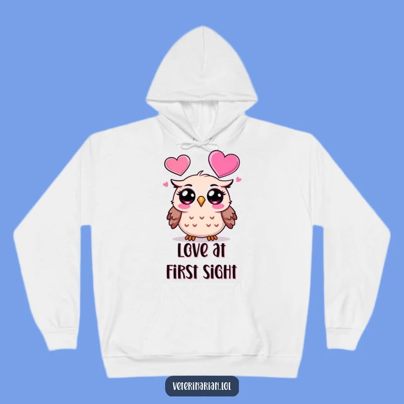 Funny Owl Surprise Hoodie: Cartoon Owl Sees Love Icon, Cozy Funny Gift