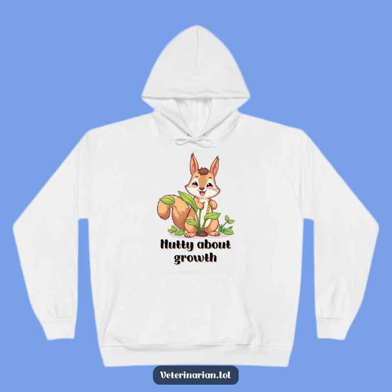 Cozy Funny Squirrel Gardener Hoodie: Snuggle with This Energetic Plant Measurer!