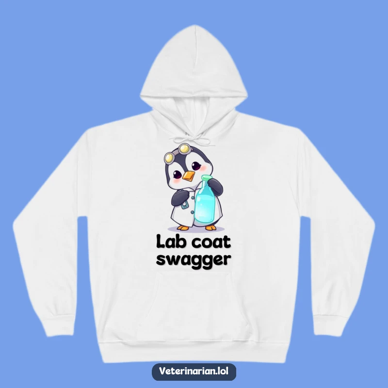 Warm Funny Penguin Scientist Hoodie - Cozy Lab Coat Comfort Gift