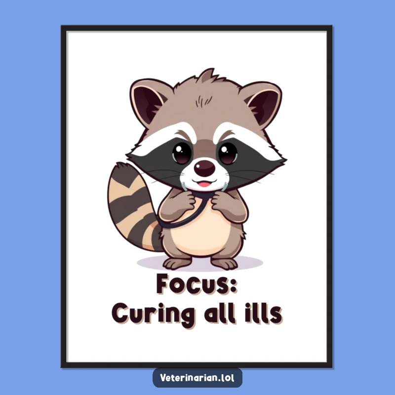 Free Printable Wall Art: Determined Raccoon Doctor, Hilarious Downloadable Decor!