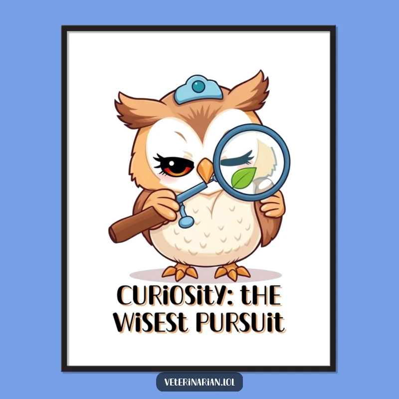 Free Printable Funny Wall Art: Owl Vet & Leaf, Quirky Downloadable Decor