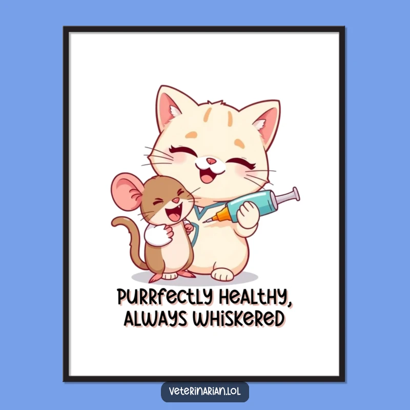 Free Printable Wall Art: Giggling Cat Vet Funny Downloadable Decor