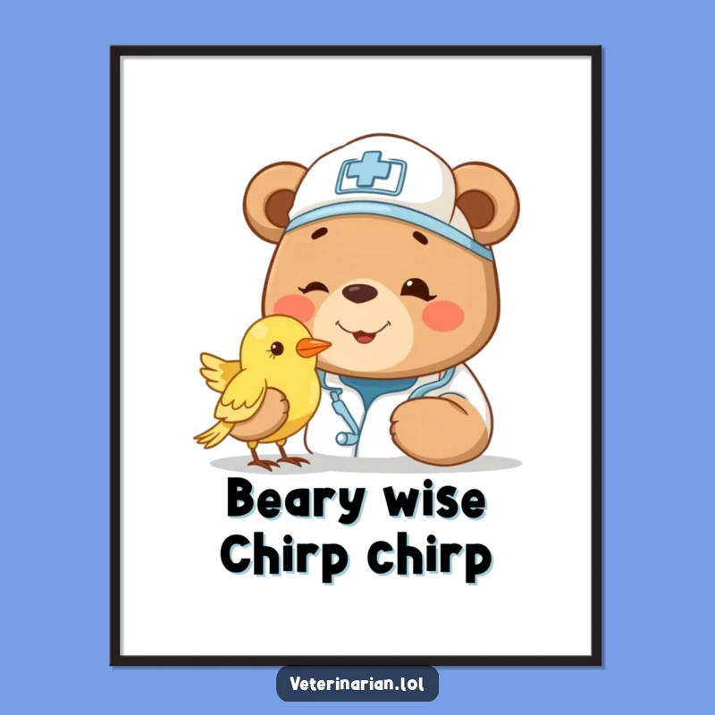 Funny Free Printable Bear Vet Art: Gentle Doctor Bear Wall Art Downloadable