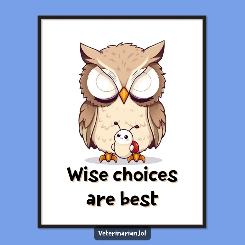 Funny Free Printable Wall Art: Owl & Bug Observation - Humorous Downloadable Decor