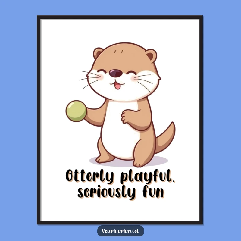 Free Printable Wall Art: Playful Otter's Bouncing Fun - Downloadable Humorous Decor