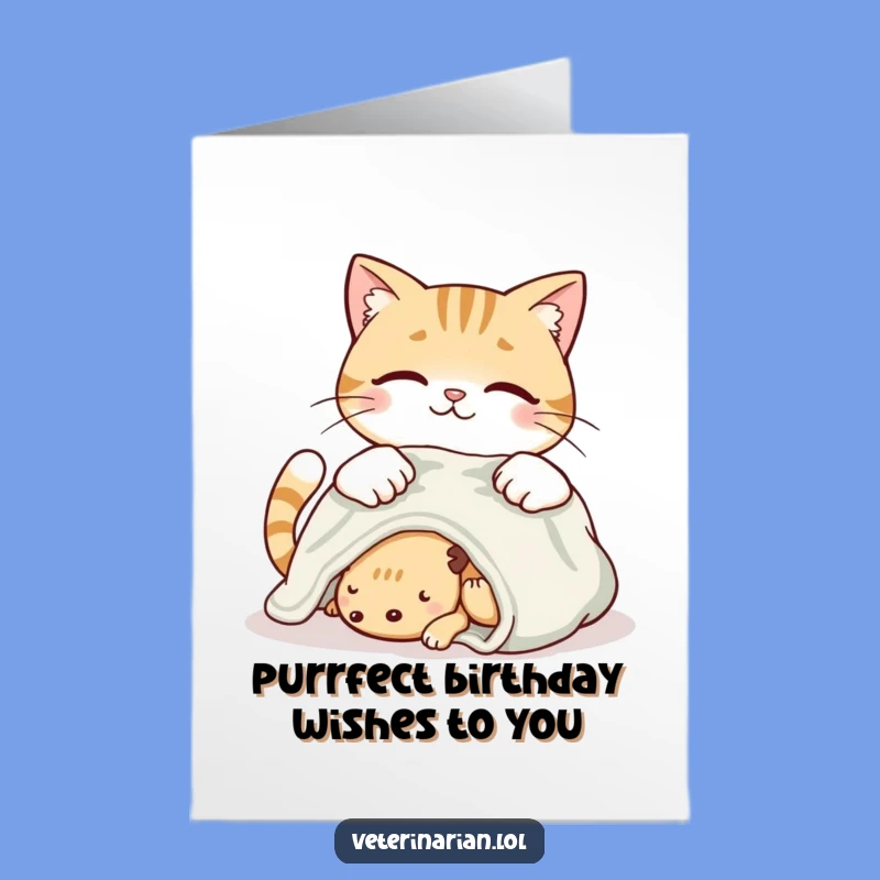 Free Printable Birthday Card: Caring Cat's Cozy Comfort Humor