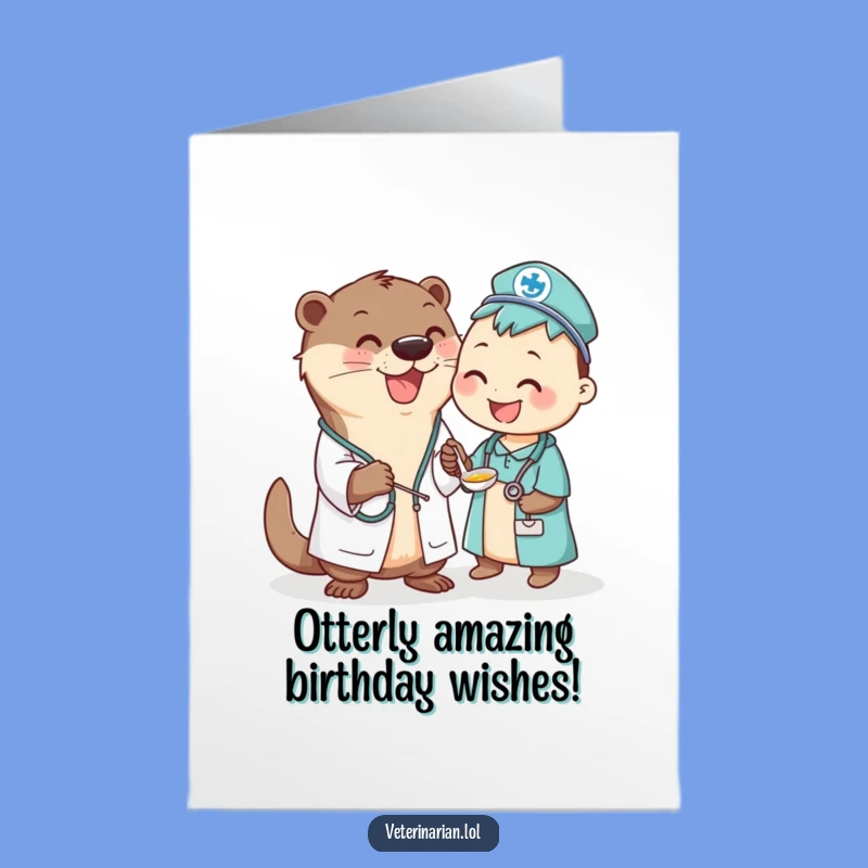 Free Printable Joyful Otter Vet Birthday Card - Funny Downloadable Gift for Animal Lovers