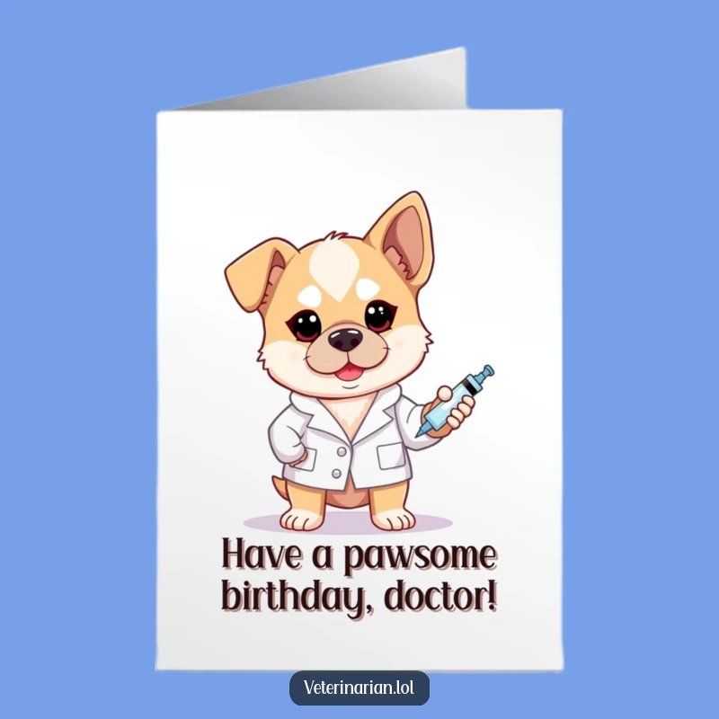 Free Printable Birthday Card: Brave Dog Doctor's Shot Humor