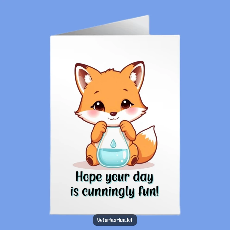 Free Printable Birthday Card: Funny Fox Scientist for a Smart Downloadable Gift