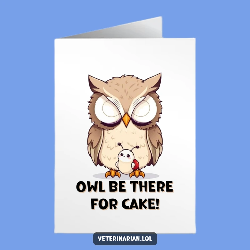Free Printable Birthday Card: Owl & Bug Curiosity - Funny Downloadable Gift