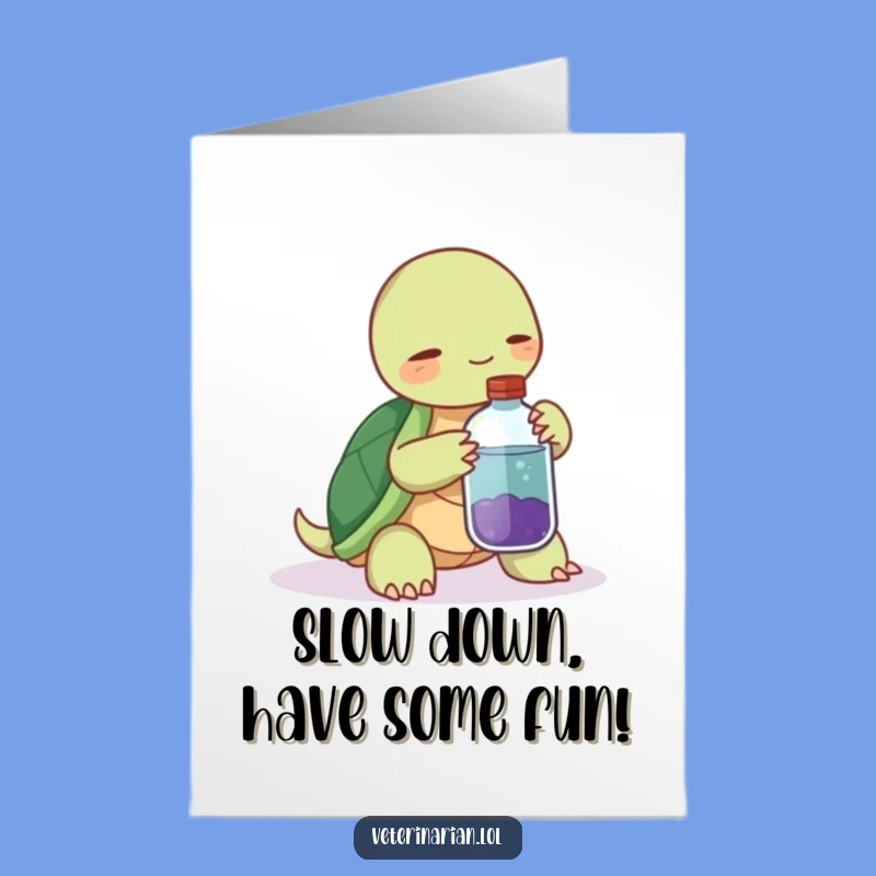Free Printable Birthday Card: Calm Turtle Potion Funny Downloadable Gift