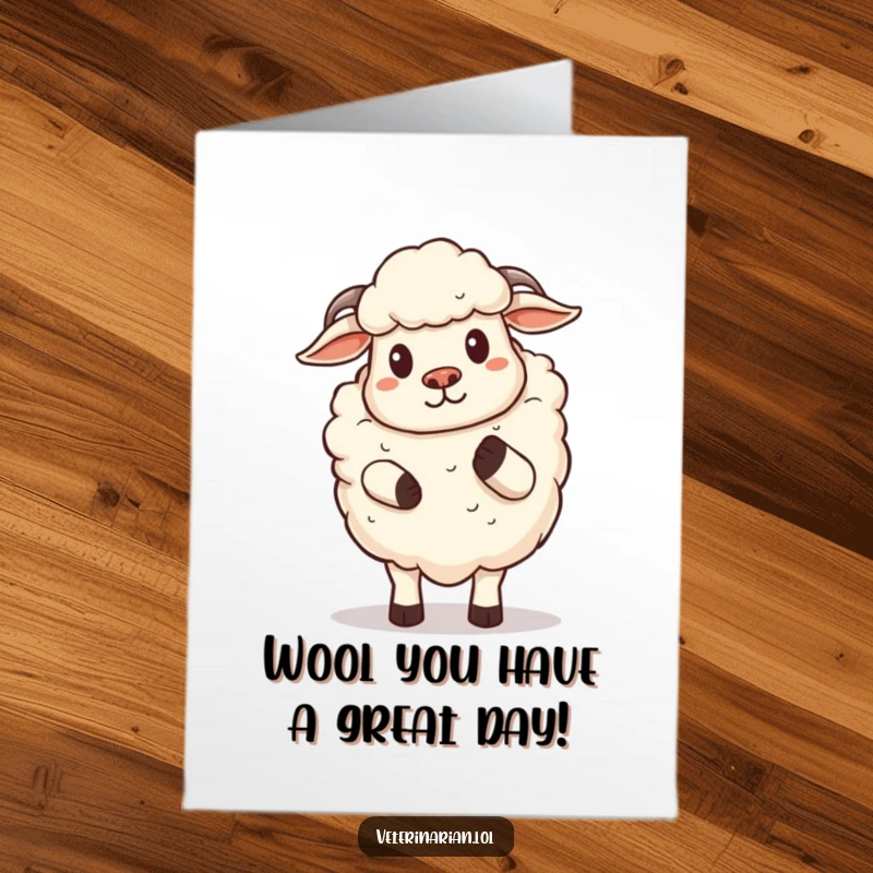 Funny Free Printable Birthday Card featuring a proud cartoon sheep gently patting someone with its hoof, radiating warmth and humor.