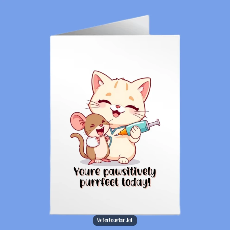 Free Printable Giggling Cat Vet Birthday Card - Funny Downloadable Gift Idea