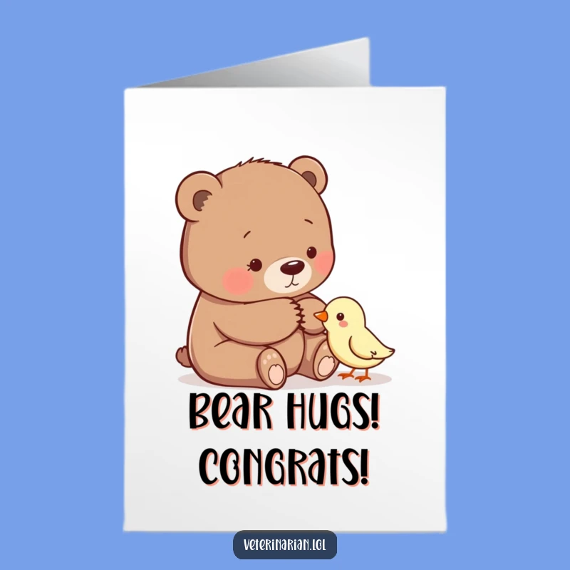 Free Printable Gentle Bear Congrats Card - Comforting Downloadable Greeting for Success!
