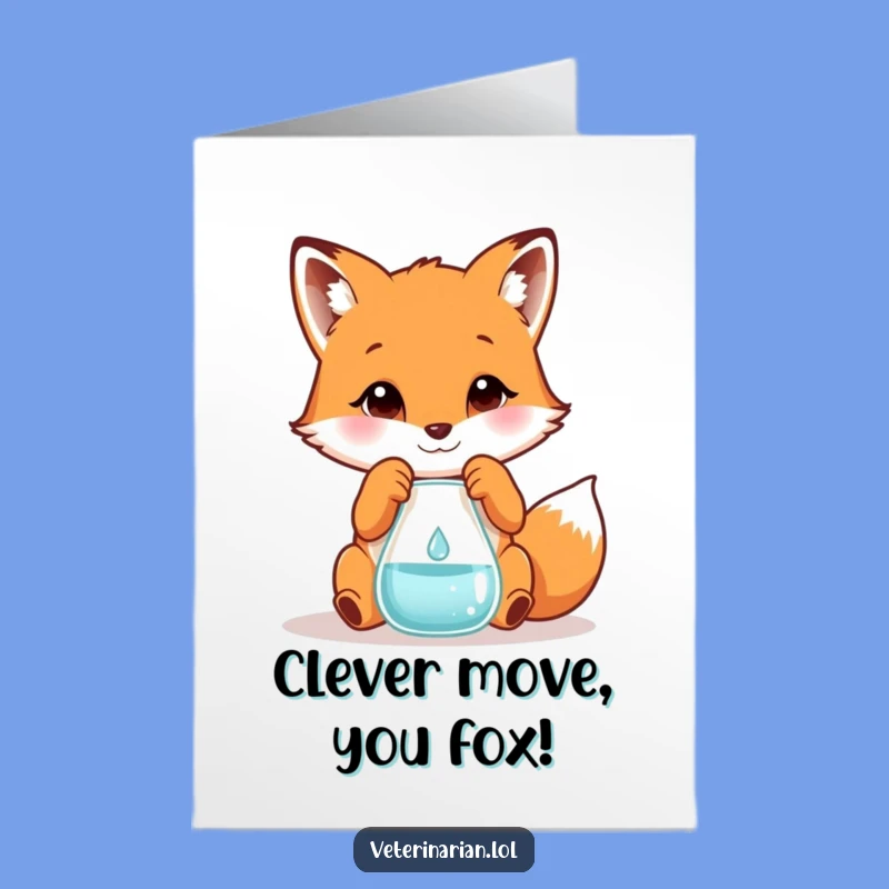 Free Printable Congrats Card: Funny Fox Scientist for a Breakthrough Gift