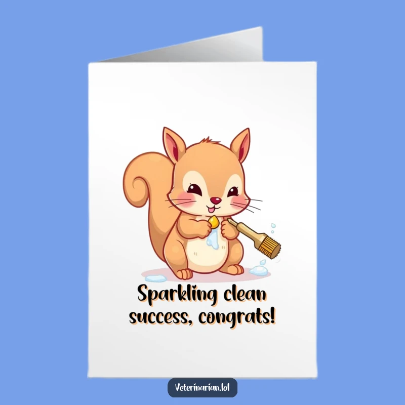 Free Printable Congrats Card: Humorous Squirrel's Clean Paws, Perfect Downloadable Gift