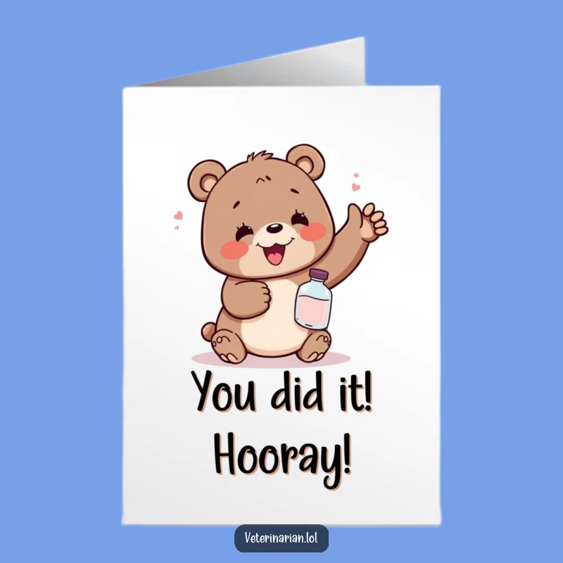Free Printable Congrats Card: Cheerful Bear Potion Success Downloadable Gift