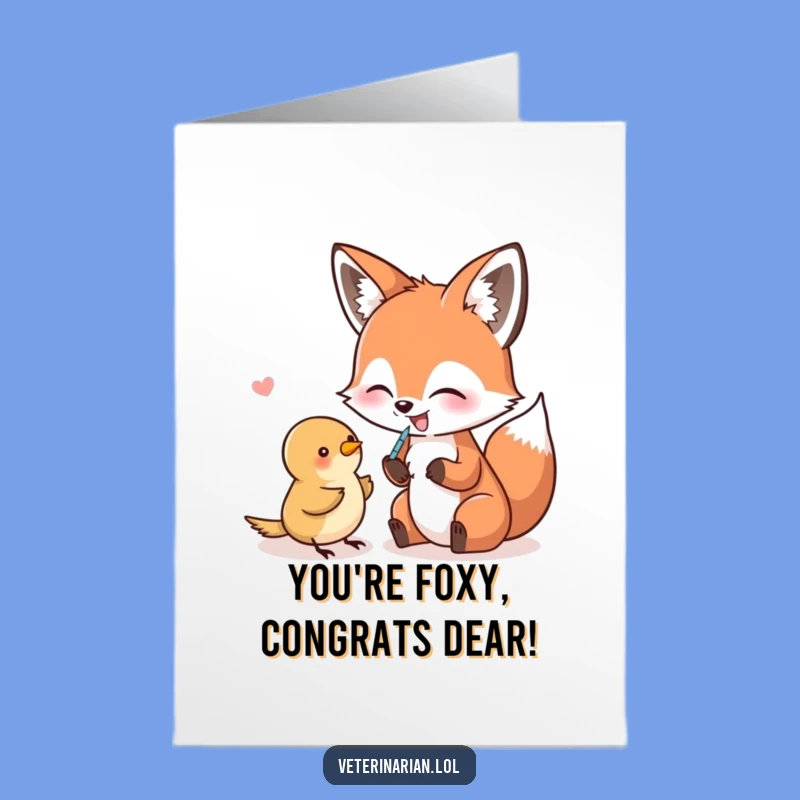 Free Printable Congrats Card: Fox & Bird Shot, Humorous Downloadable Achievement Gift!