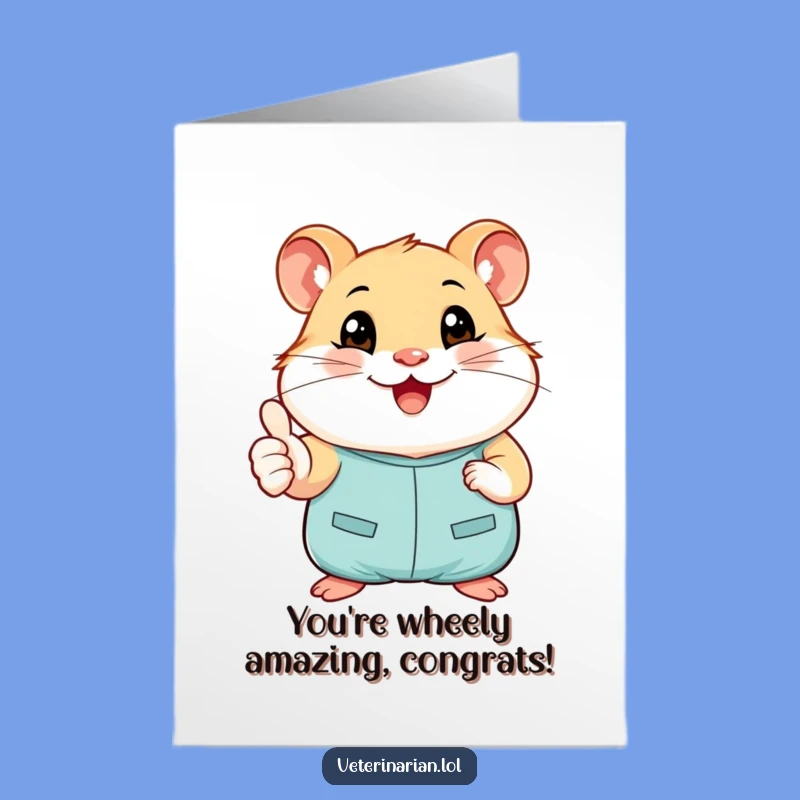 Free Printable Congrats Card: Funny Hamster Doctor Thumbs-Up Success Downloadable