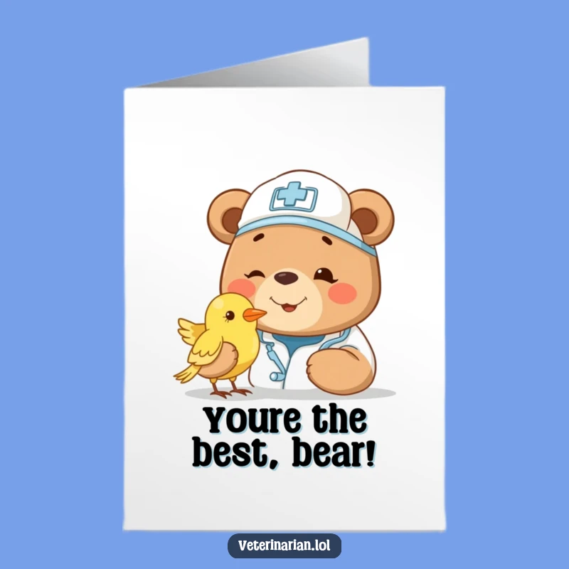 Free Printable Bear Vet Congrats Card: Kind Bear Doctor Downloadable Gift