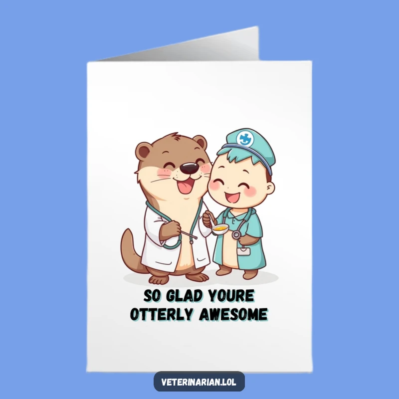 Free Printable Otter Vet Thank You Card - Funny Downloadable Note for Expressing Gratitude