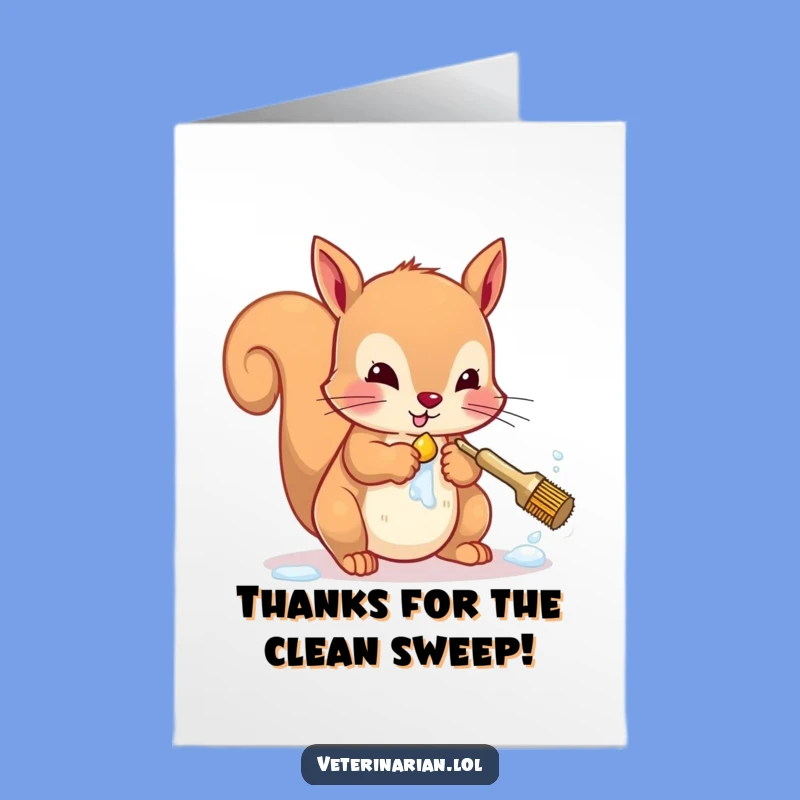 Free Printable Thank You Card: Amusing Squirrel's Scrubbed Paws, Downloadable Appreciation Gift