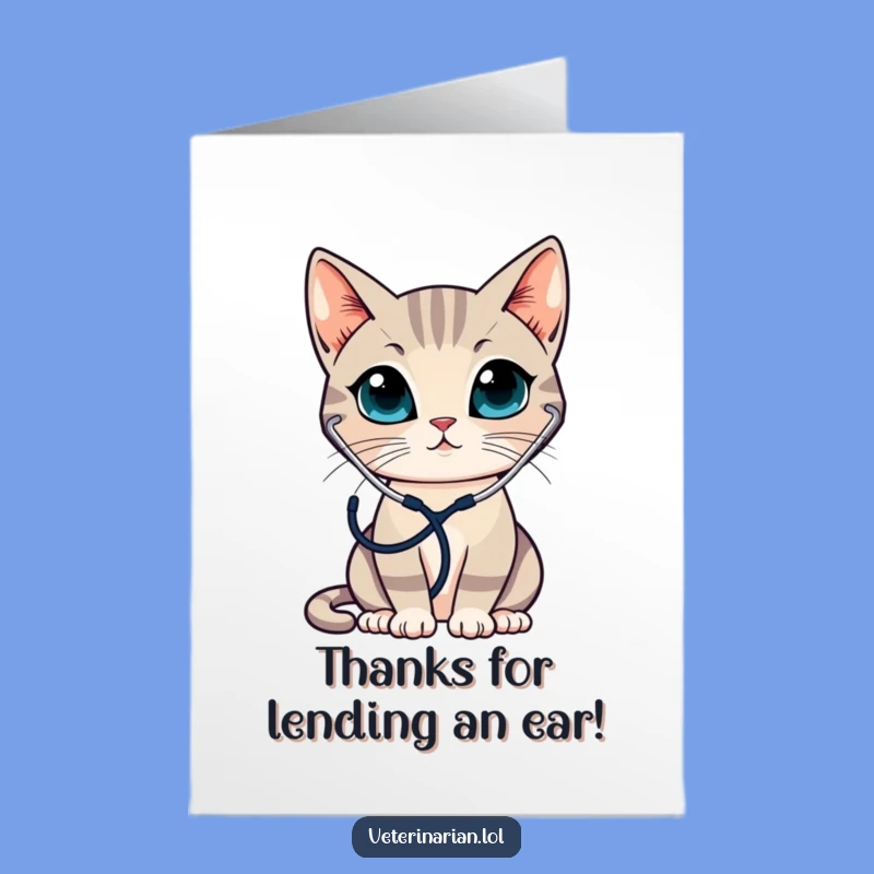 Free Printable Thank You Card: Funny Cat Doctor Stethoscope Gratitude Downloadable