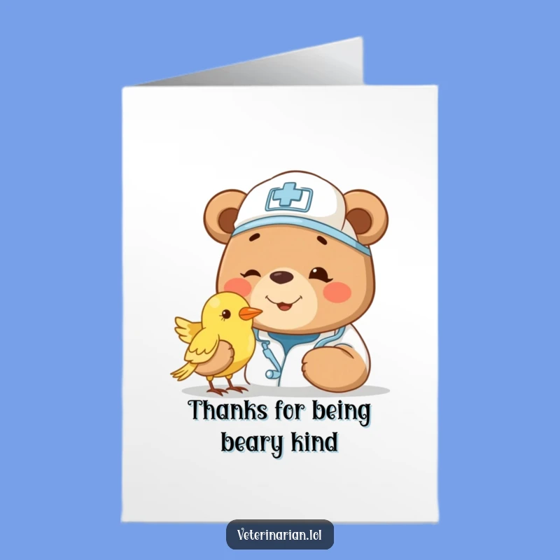 Free Printable Bear Vet Thank You Card: Kind Bear Doctor Downloadable Gift