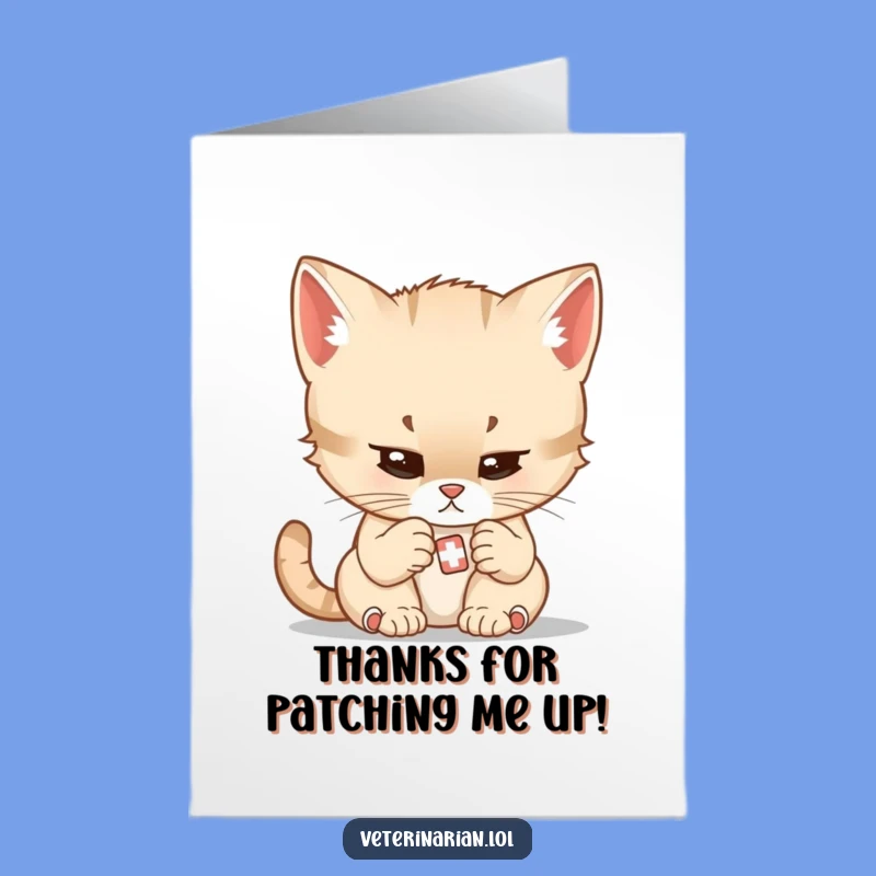 Free Printable Kitten Thank You Card: Gentle Care - Funny Gift