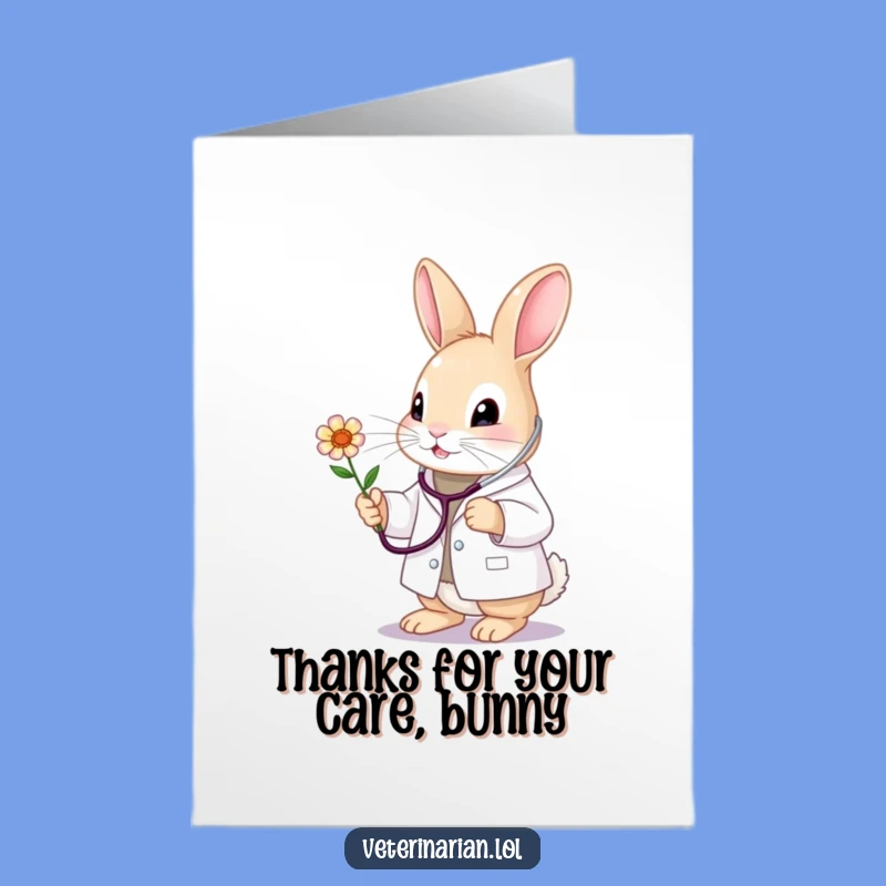 Free Printable Bunny Vet Thank You Card: Kind Bunny Doctor Downloadable Gift