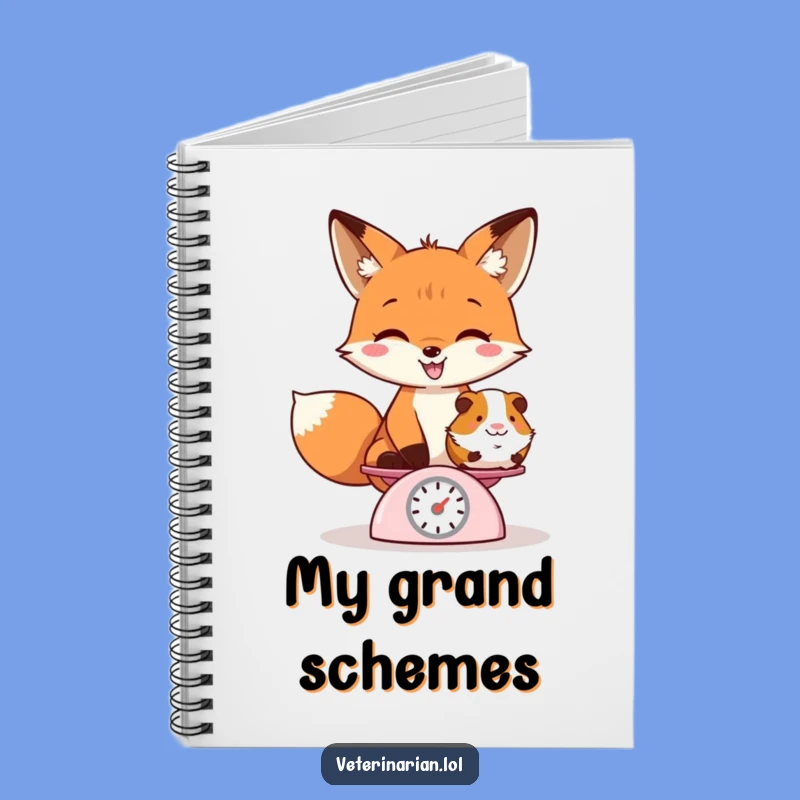 Funny Fox Weighing Guinea Pig Notebook - Jot Down Fun Ideas with Playful Flair - Great Funny Gift