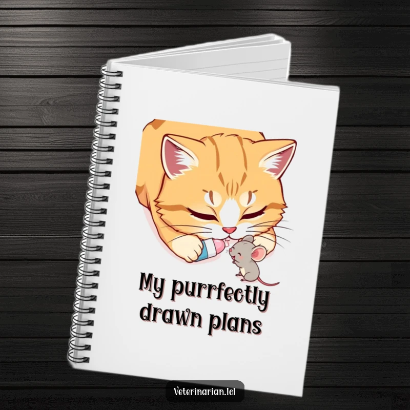 Funny Cat & Mouse Notebook: A beautiful notebook cover depicting a cat gently giving a pill to a happy mouse.