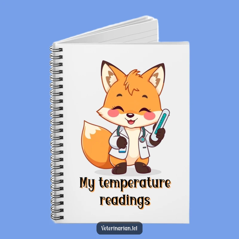 Funny Fox Vet Notebook: Smiling Healer & Thermometer Journal, Ideal Gift