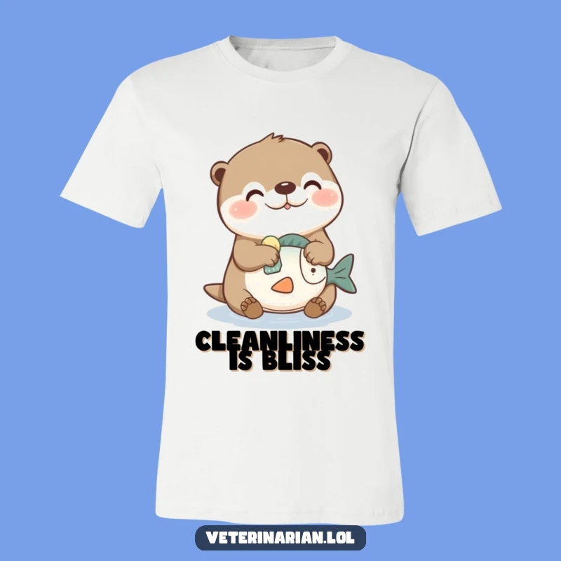 Funny Otter Cleaning T-Shirt: Playful & Humorous Apparel