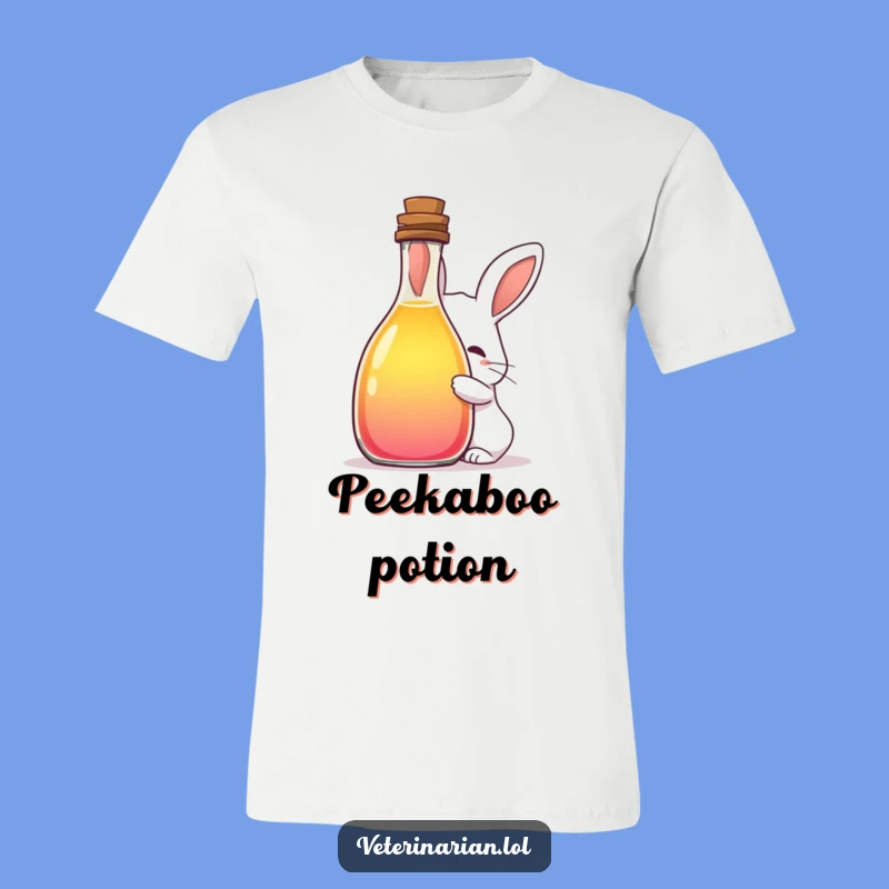 Funny Shy Rabbit Potion T-Shirt: Whimsical & Cute Graphic Tee for Mystery Lovers