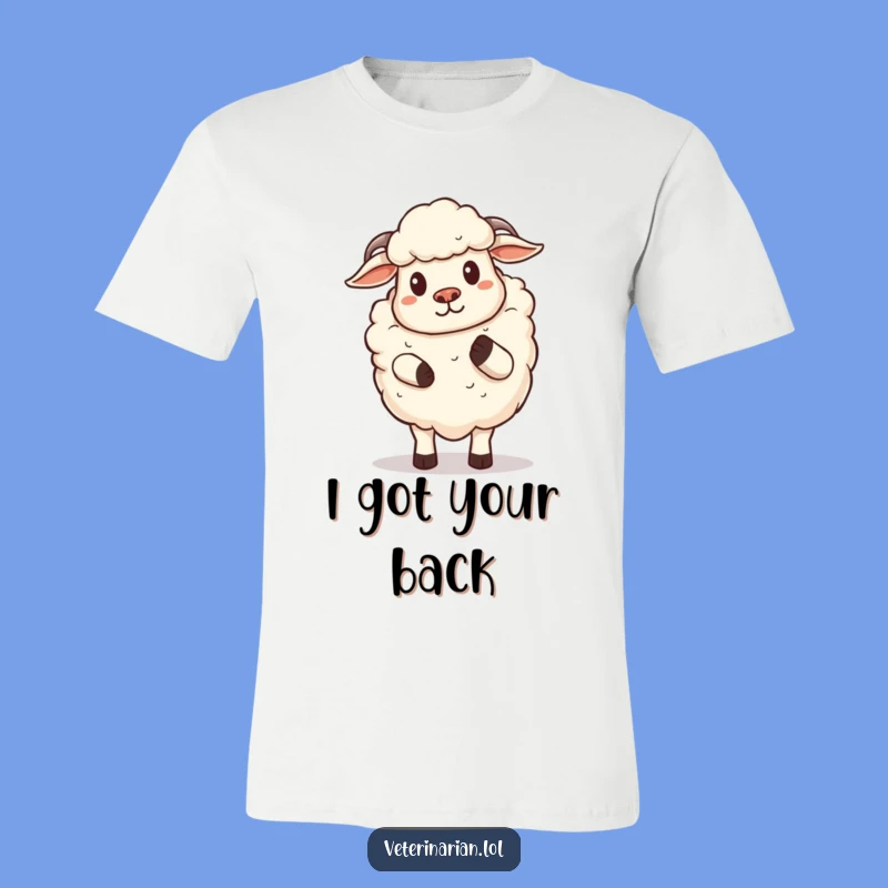 Funny Cartoon Sheep T-Shirt: Proudly Offering a Gentle Hoof Pat, Ideal Funny Gift