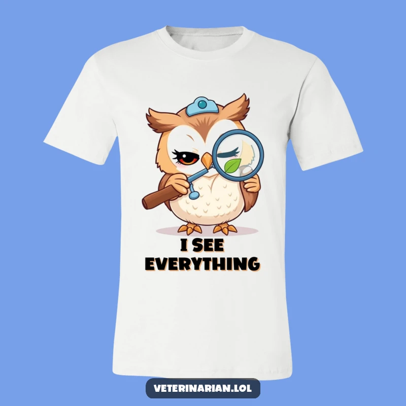 Funny Owl Vet T-Shirt - Curious Leaf Hunter Tee - Smart & Humorous!