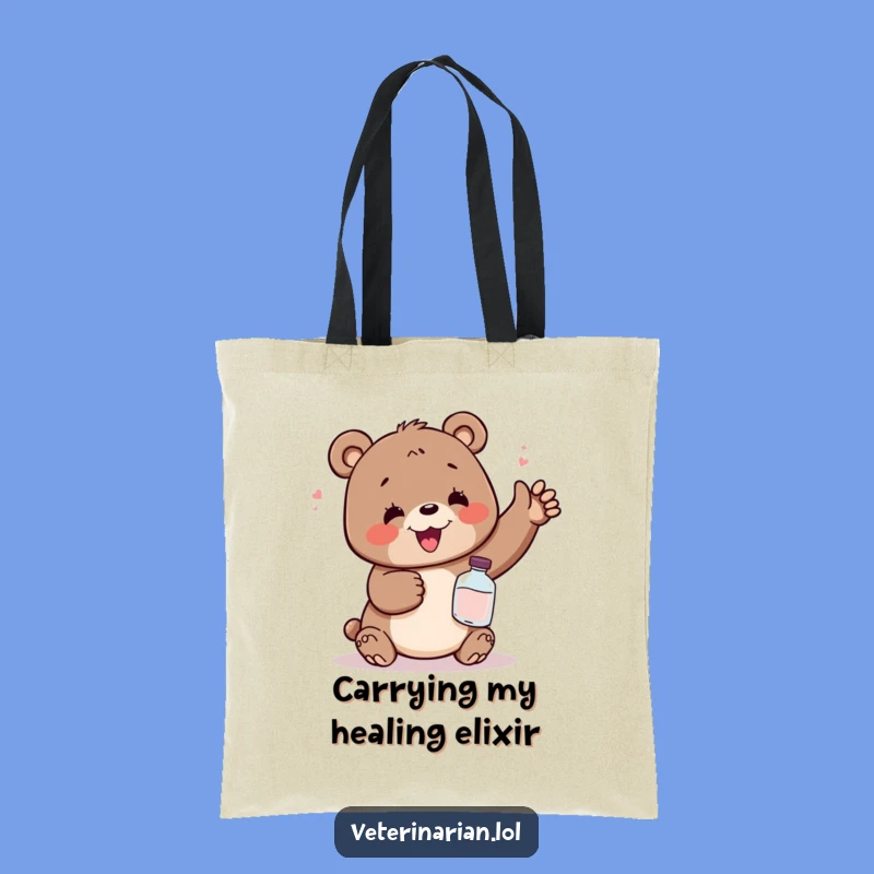 Funny Relief Bear Potion Tote Bag - Carry Your Laughs in Style