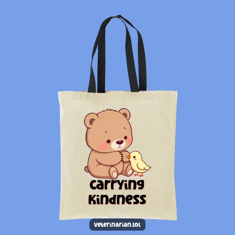 Funny Bear Comforting Bird Tote Bag - Carry Your Kindness, Perfect Heartwarming Funny Gift