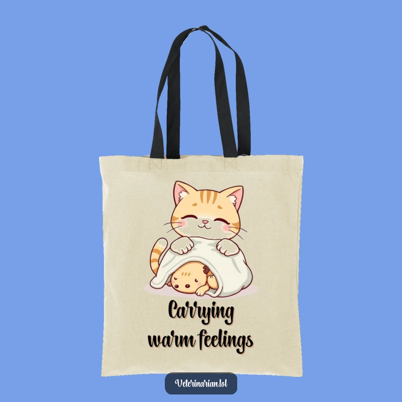 Funny Caring Cat Tote Bag: Carry Comfort and Kindness