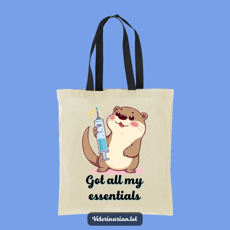 Funny Otter High-Five Tote Bag: Playful otter art, a practical and funny gift for carrying essentials.